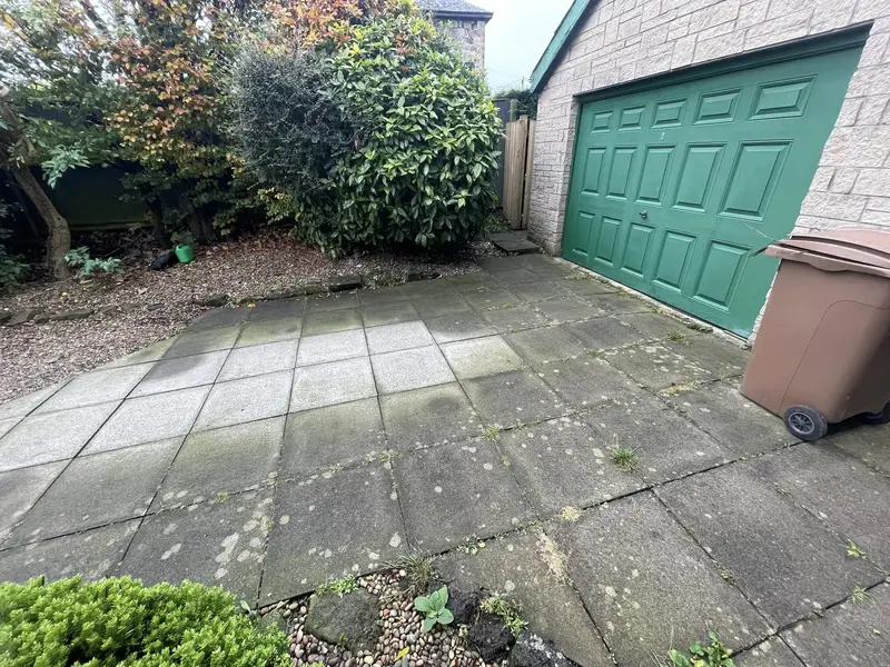 Large Paving Slab Driveway — before cleaning
